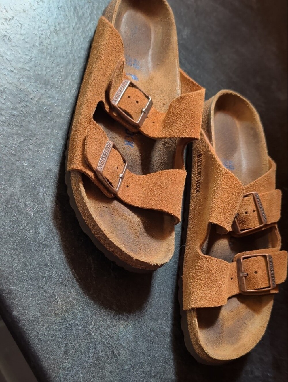 Birkenstock Arizona EU40 Narrow Suede Double Strap Sandals in Brown - Picture 2 of 6
